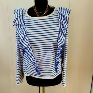 Lilly Pulitzer Ruth ruffle striped 80% cotton sweater